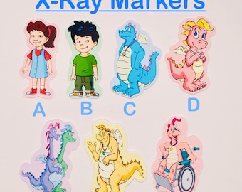 Tails of Dragons X-ray Markers,student lead X-ray markers, rad tech, imaging markers, rad tech gifts,fun Xray markers, cartoon marker, XR