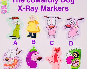 The cowardly dog courage X-ray Markers, lead X-ray markers, rad tech, imaging markers, rad tech gifts,fun Xray markers, cartoon marker, XR