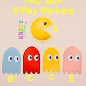 PAC man with ghost student X-ray Markers, lead X-ray markers, rad tech, imaging markers, rad tech gifts,fun Xray markers, cartoon marker