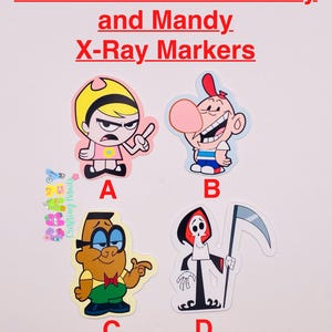 Mandy and Billy student X-ray Markers, lead X-ray markers, rad tech, imaging markers, rad tech gifts,fun Xray markers, cartoon marker