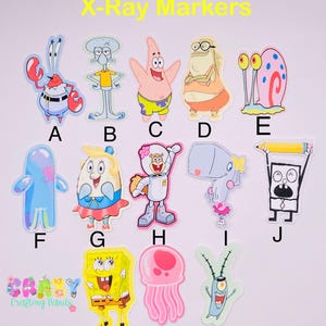SpongeBob X-ray Markers, lead X-ray markers, rad tech, imaging markers, rad tech gifts, image indicator,fun Xray markers,cartoon marker