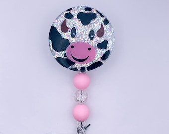 2in Cow badge reel, badge holder, badge clip, nurse gifts, nurse badge reel, xray badge reel, student badge reel, hospital badge reel