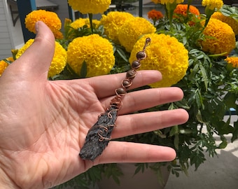 Black kyanite witches broom pendant