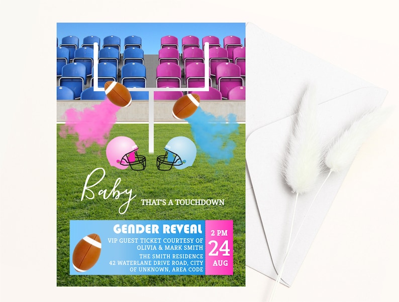 Football and Rugby Gender Reveal Invitation, Sport Gender Reveal