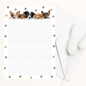 Papelería imprimible con temática de perros / Con y sin forro / 5x7, A4, tamaño carta de EE. UU. / Papel digital para diarios, cartas y álbumes de recortes / Amantes de los perros