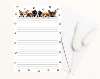 Watercolor Dog Stationery: Lined/Unlined Paper (Digital Download)