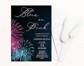 Firework Gender Reveal Invitation: Editable Firecracker Design (Digital Template)