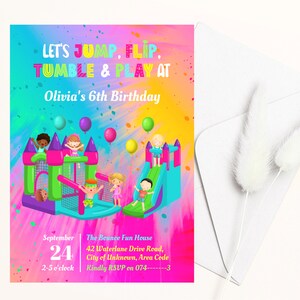 Bouncy Castle Kids Birthday Invitation, Digital Download, Editable Template, Jumping Trampoline Party Invite, Instant Printable