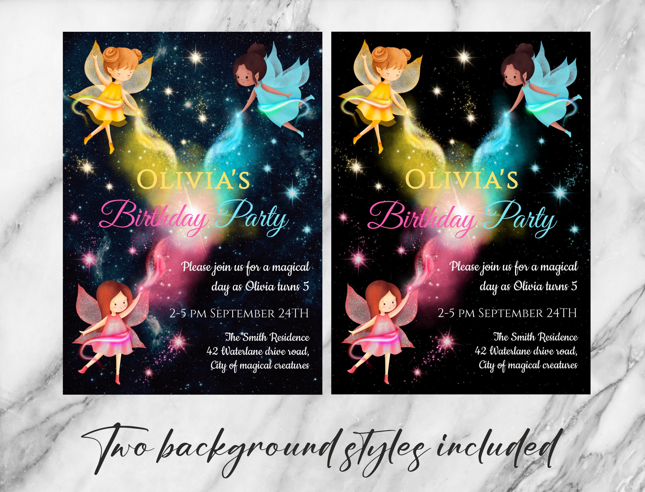 Magical Fairy Kid Birthday Invitation Template, Rainbow Magic Glitter ...