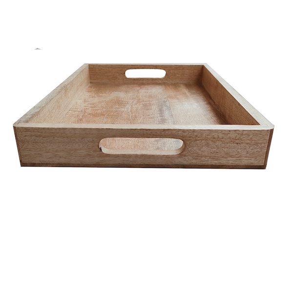 S'vaav's Handmade Wooden Multipurpose Rectangular Serving Tray (Natural, 16x12 Inches)