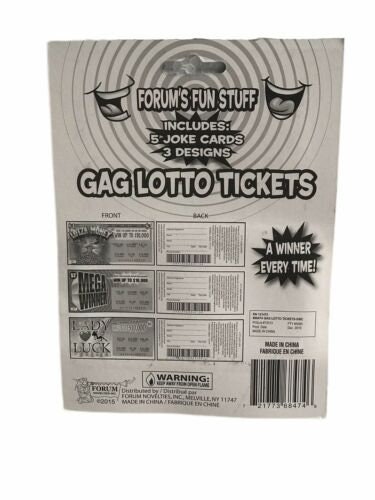 Cinq faux billets de loterie à gratter Gag Drôle de blague Farce