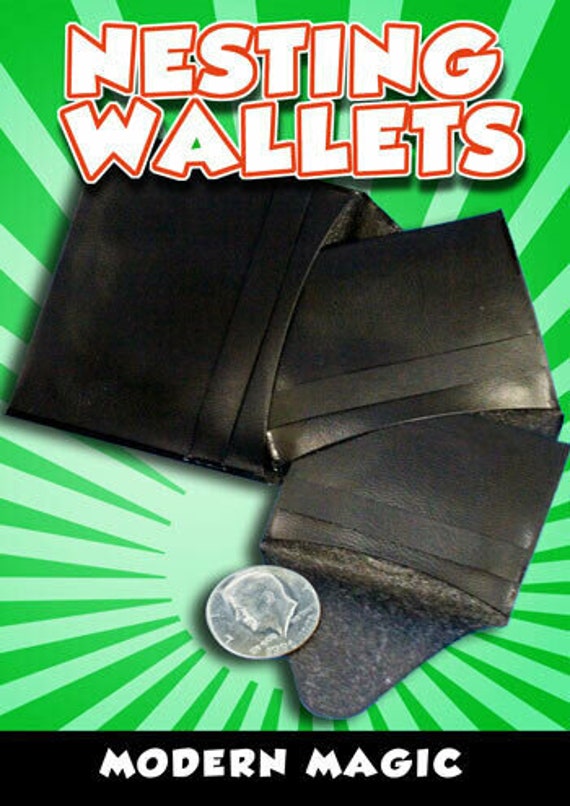 NEST OF 3 WALLETS Trick Signed Coin or Ring Appears In Smallest Magic Wallet 