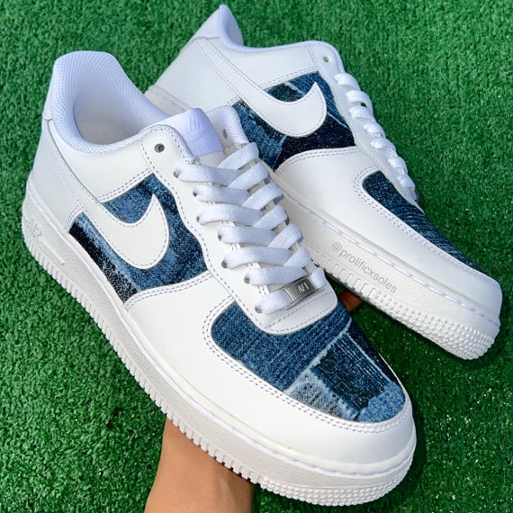 Patched Denim Custom Air Force 1 - Etsy
