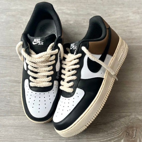 nike air force 1 black and white with brown sole