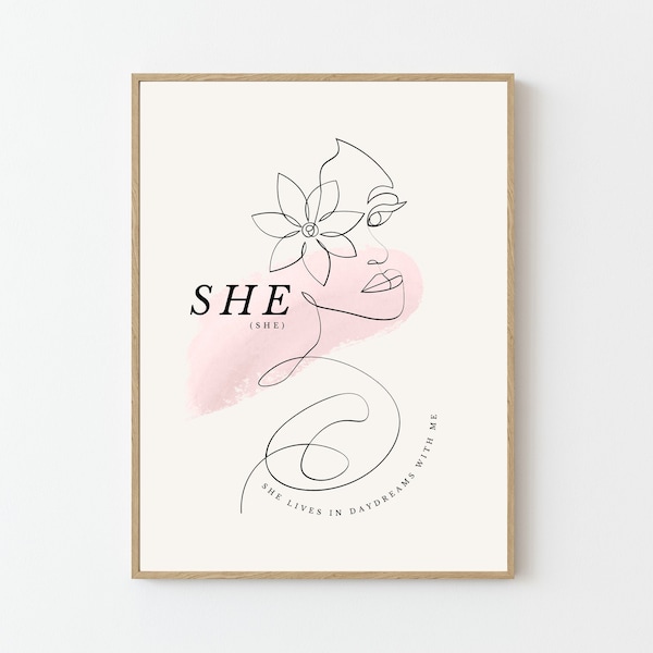 Harry Styles Poster Printable 'She' | Harry Styles Wall Art, Harry Styles Merch, Harry Styles Print