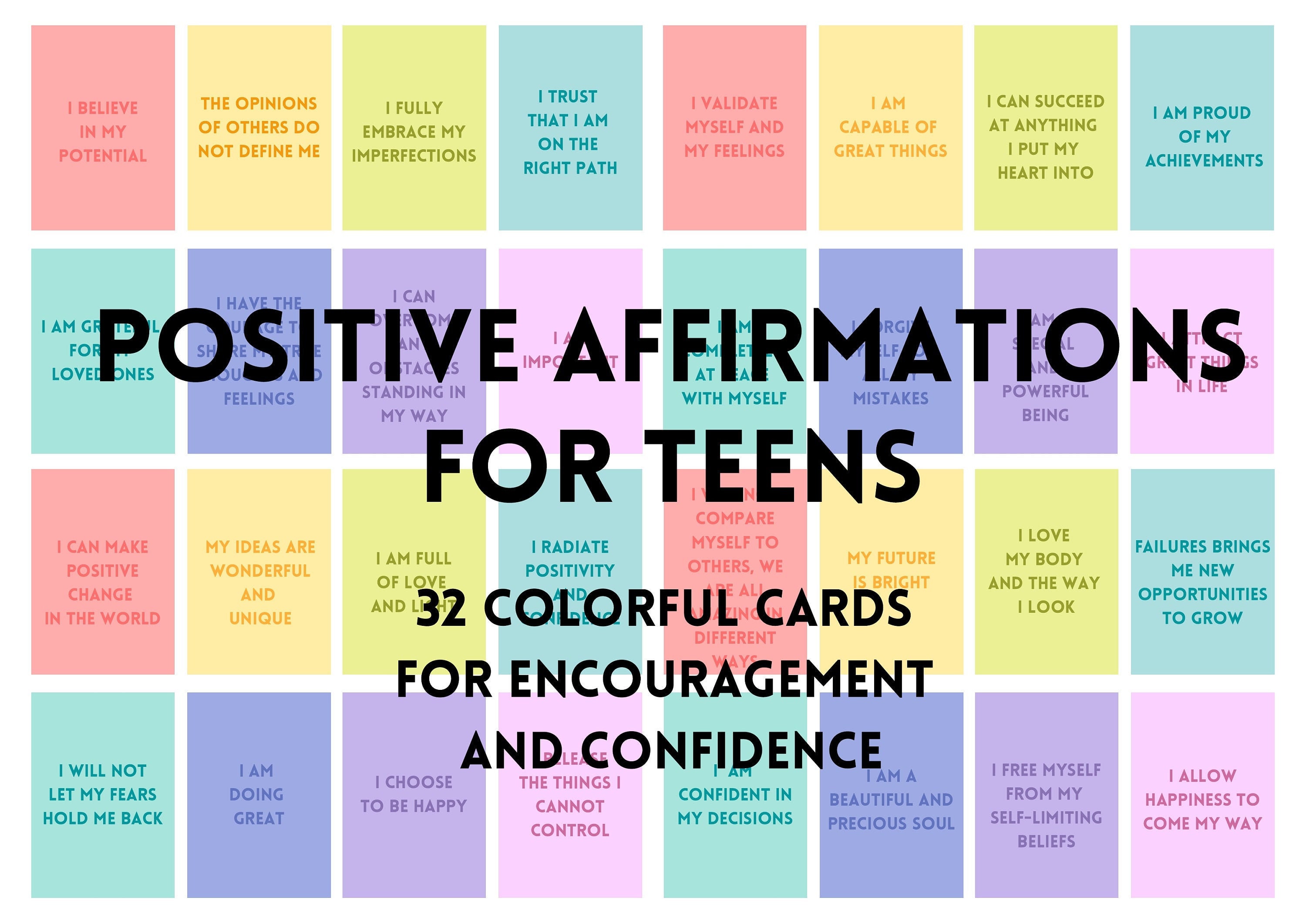 Printable Positive Affirmation Cards For Teens