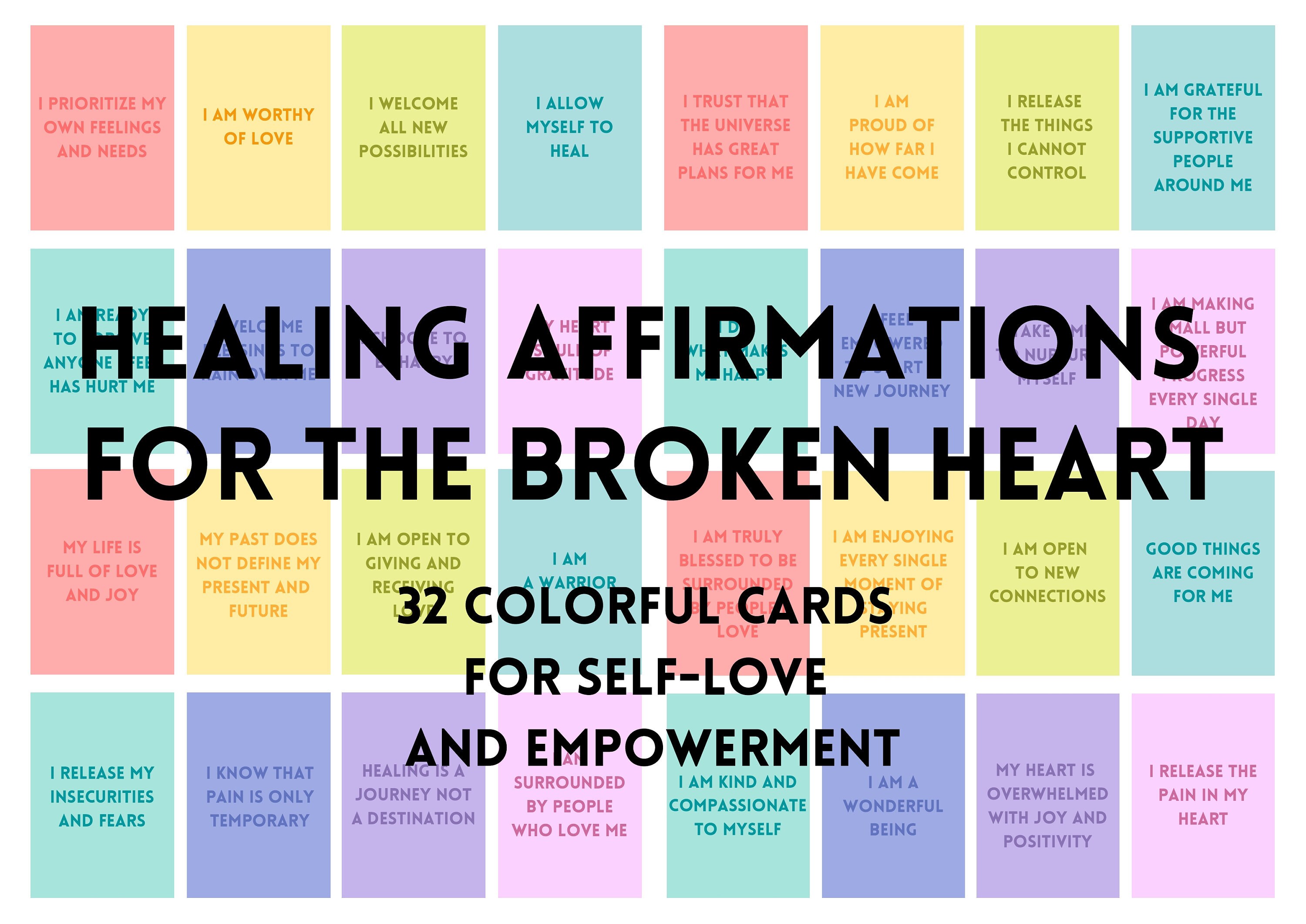 Healing Affirmation Cards for the Broken Heart SelfLove Etsy