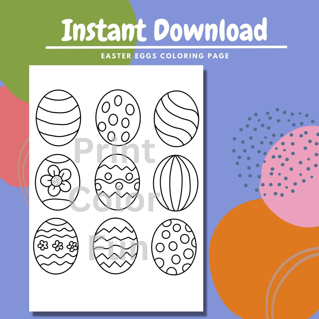 Easter Eggs Coloring Page Easter Egg Coloring Page for Eggs Instant