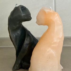 Katzen Kerze HANDMADE weiß grau  Kitten Candle Rapswachs oder recycling Wachs