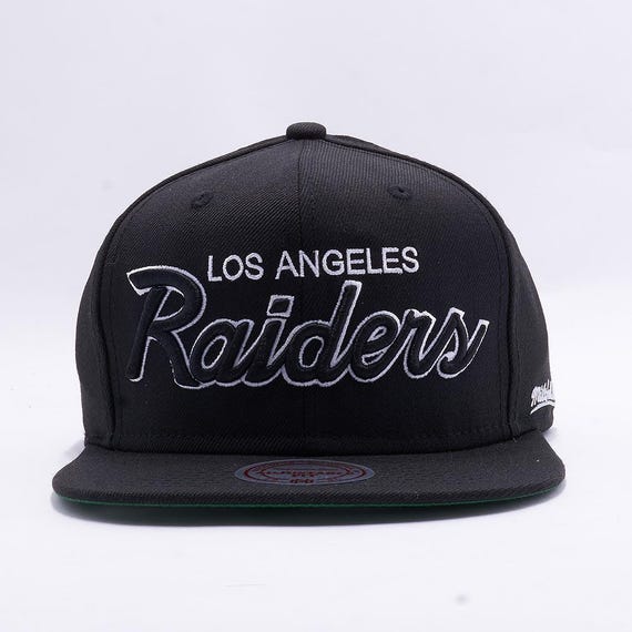 Los Angeles Raiders Vintage Script NFL Snapback Cap - Mitchell