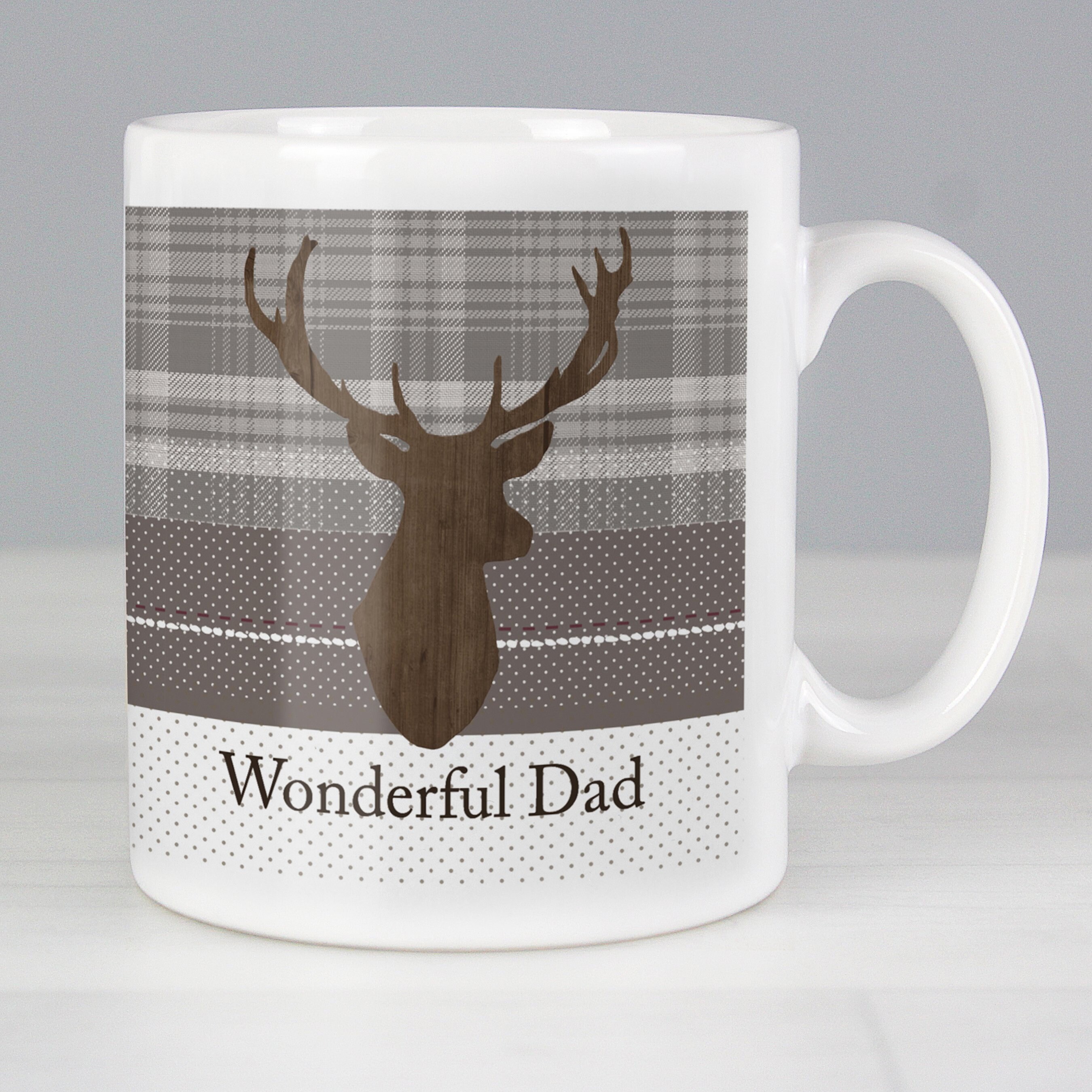 Fathers Day Gift Birthday Personalised Highland Tartan Stag Mug Christmas 