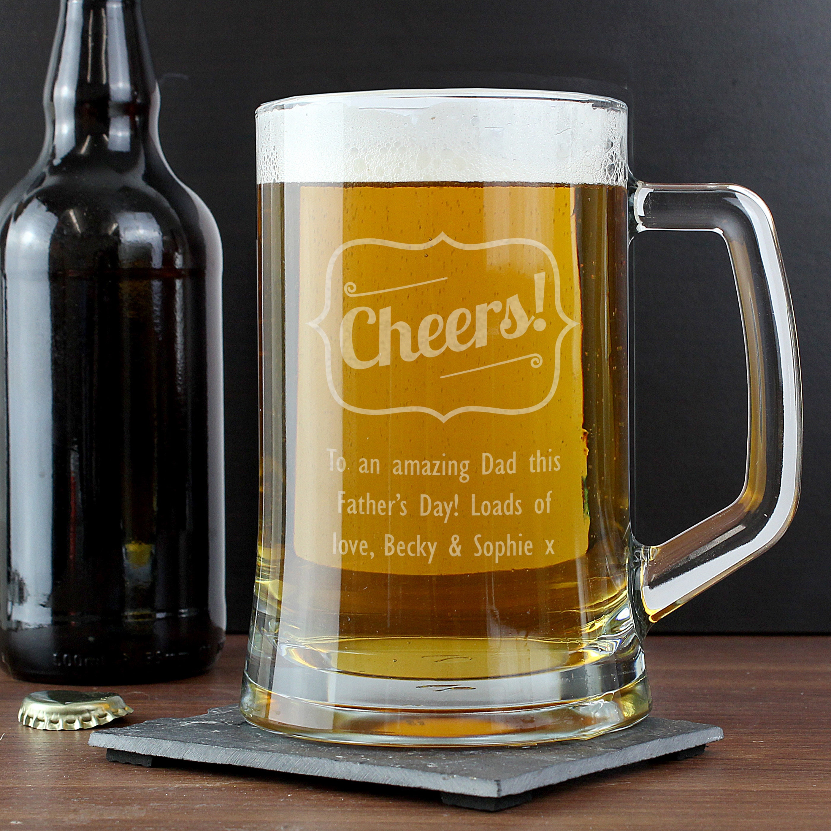 Personalised Pint Glass Tankard with Handle Gift Father's Etsy