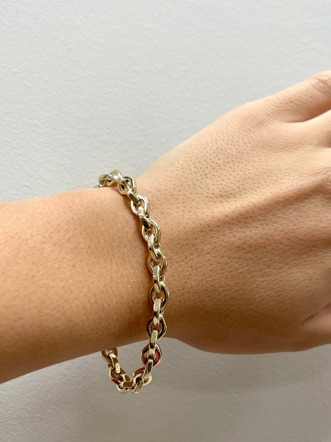 14K Yellow Gold Rolo Chain Bracelet Etsy