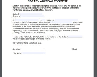 Notary Acknowledgement