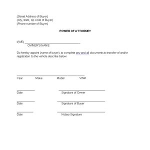Power of Attorney for Car