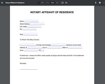 Notary Proof of Residency Letter