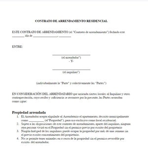 Contrato de  Arrendamiento Residencial  (Spanish Lease)