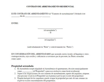 Contrato de  Arrendamiento Residencial  (Spanish Lease)