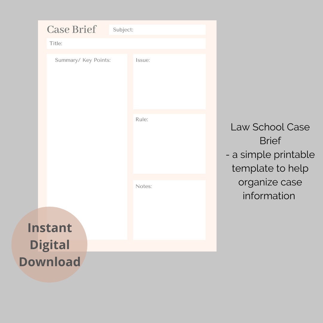 Law School Case Brief Template Simple And Clean Instant Download Etsy