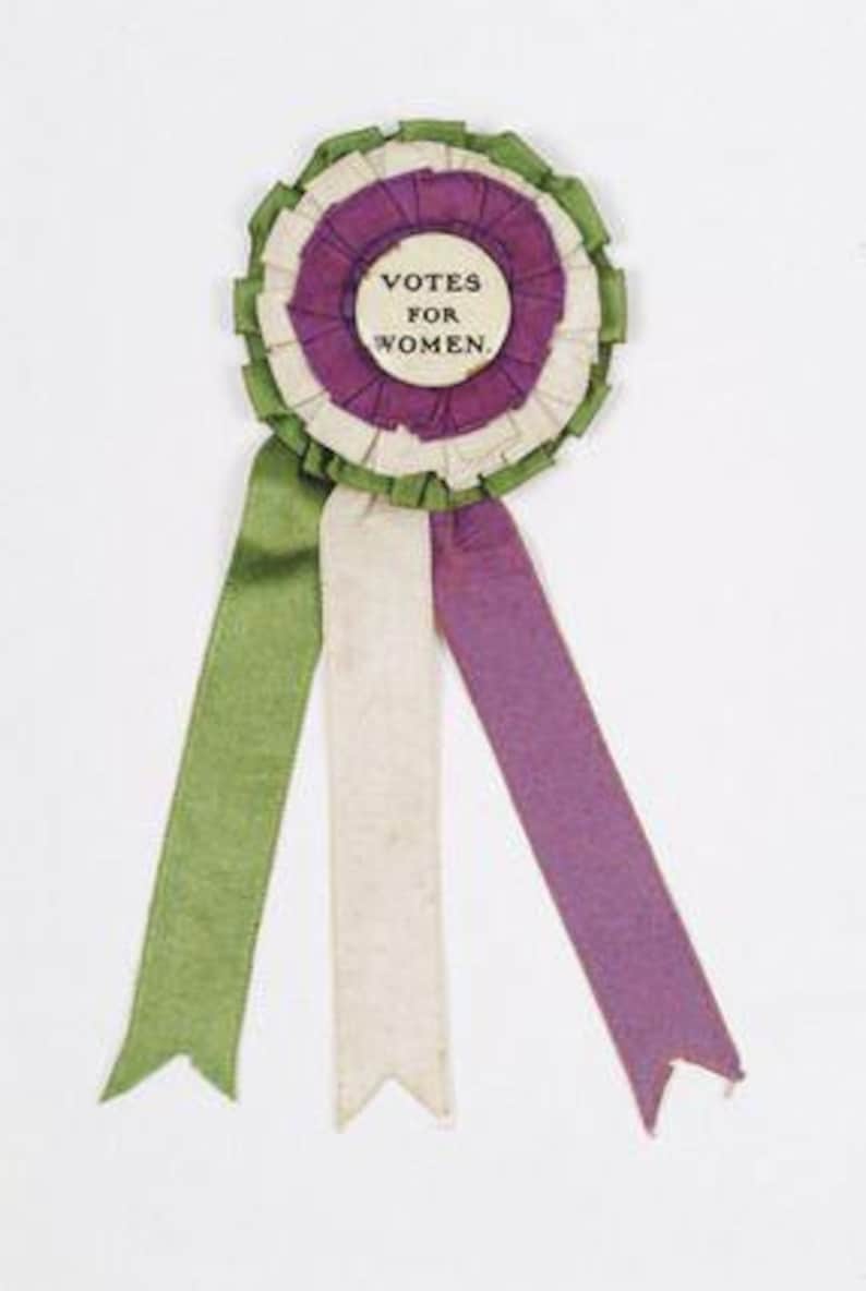 Vote Ribbon With Ruffle Suffragette Ribbon Rosette Pin: Votes for Women Purple and Gold - Etsy