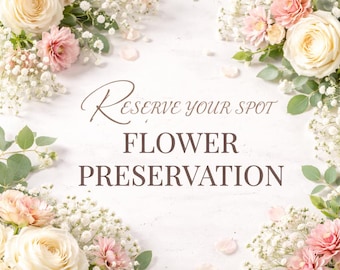 Depósito para Preservação de Flores | Reserve sua Data | Preservação de Buquê de Noiva | Flores para Homenagem Póstuma | Lembrança Personalizada em Resina