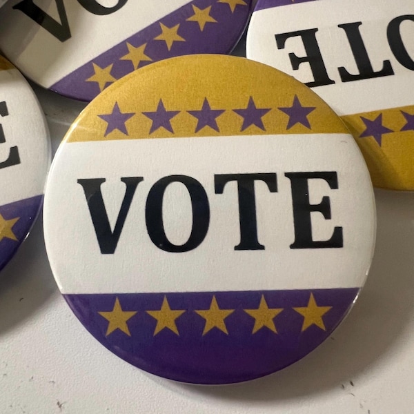 Vote 2.25” Suffragette inspired button