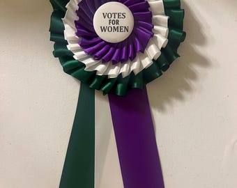 Suffragette Ribbon Rosette Pin: Votes for Women