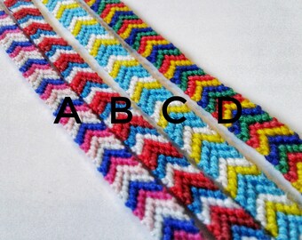 Pulseras de amistad Chevron hechas a mano - Estilo de verano, Pulsera de algodón multicolor, Hecho en Canadá, pulseras vsco, Rayas