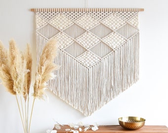 Macrame wall hanging, modern fiber tapestry, nursery wedding decor, woven wall art, geometric design, contemporary macrame CHESS