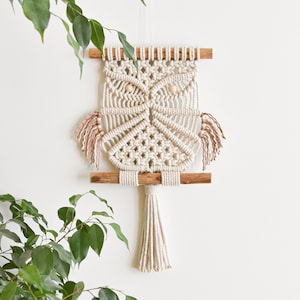 Makramémönster - Skriftlig PDF och knutguide - gör-det-själv-makraméväggbonad - digital nedladdning instruktionshandledning - OWL