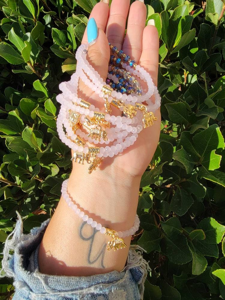 Pink elephant bracelet sale