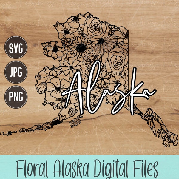 Alaska SVG | PNG | JPG | State of Alaska | Floral State | Mandala | Digital T-Shirt Design