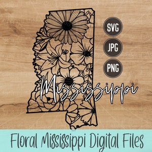 Mississippi SVG | PNG | JPG | State of Mississippi | Floral State | Mandala | Digital T-Shirt Design