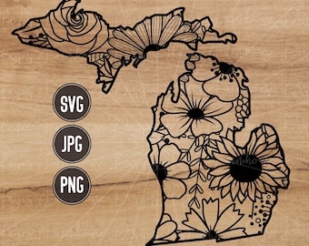 Michigan SVG | PNG | JPG | State of Michigan | Without Text | Floral State | Mandala | Digital T-Shirt Design