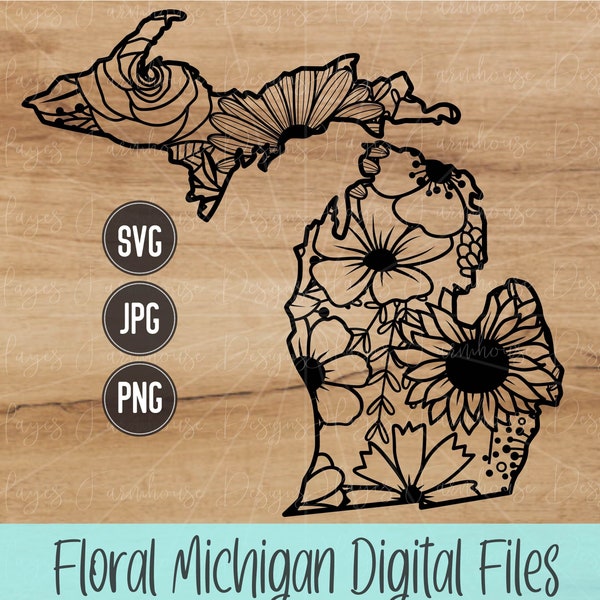 Michigan SVG | PNG | JPG | State of Michigan | Without Text | Floral State | Mandala | Digital T-Shirt Design