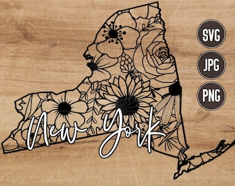 Nueva York SVG / PNG / JPG / Estado de Nueva York / Estado Floral / Mandala / Diseño de camiseta digital