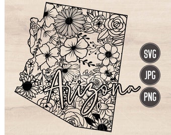 Arizona SVG | PNG | JPG | State of Arizona | Floral State | Mandala | Digital T-Shirt Design