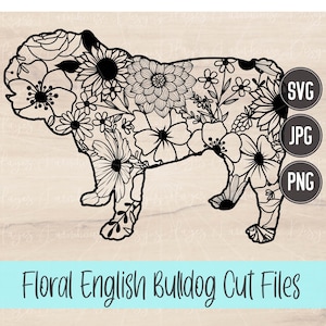 English Bulldog SVG | PNG | JPG | Bulldog | Floral Dog | Mandala | Digital T-Shirt Design