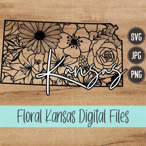 Kansas SVG | PNG | JPG | State of Kansas | Floral State | Mandala | Digital T-Shirt Design