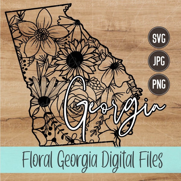 Georgia SVG | PNG | JPG | State of Georgia | Floral State | Mandala | Digital T-Shirt Design